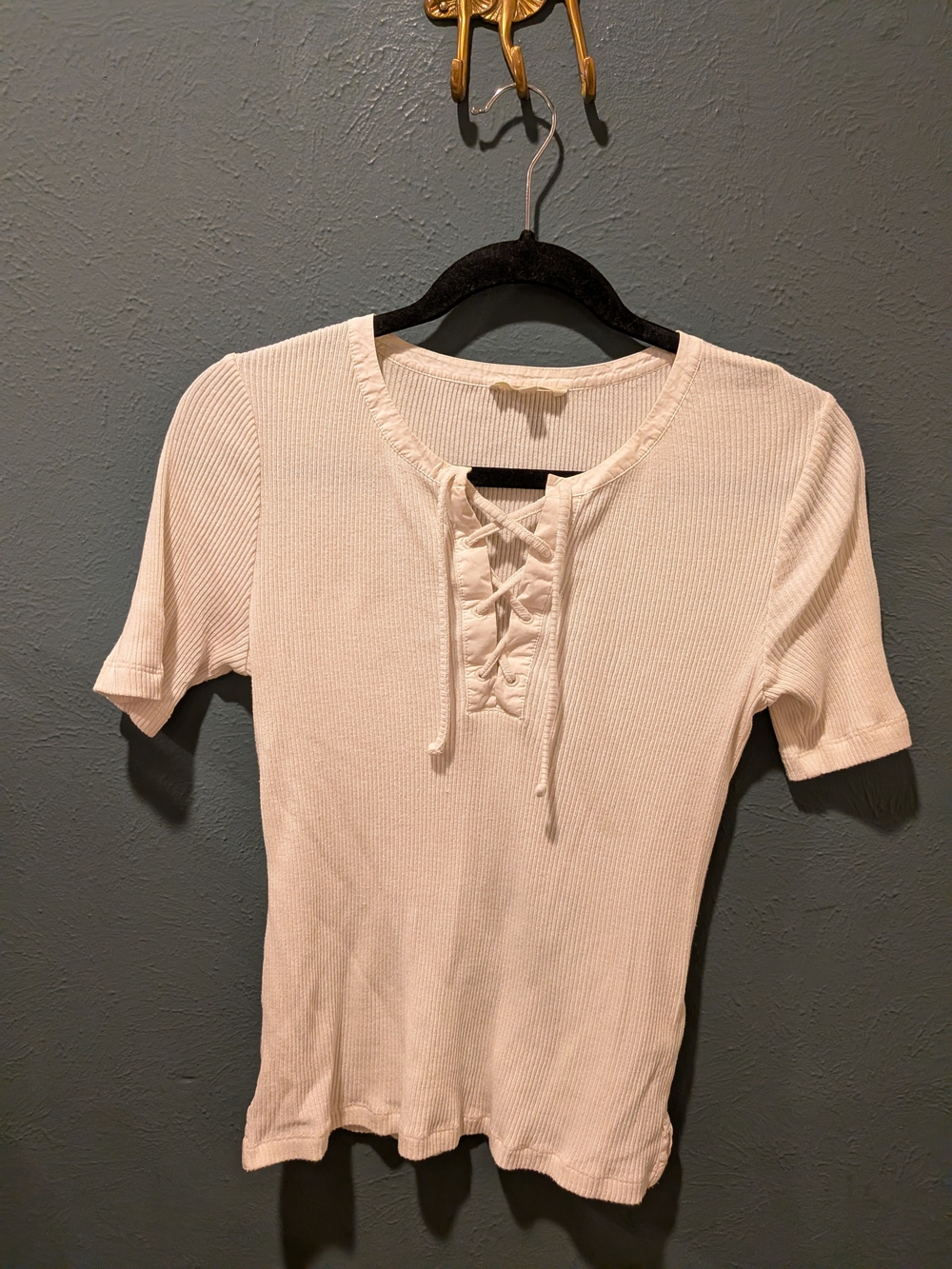 Madewell Lace-Up Ribbed Top